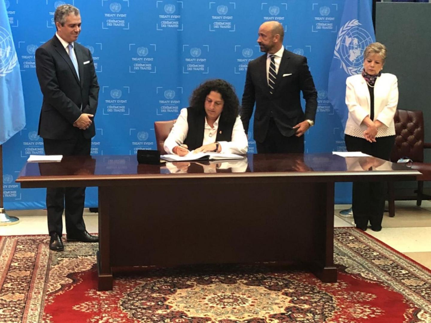 FIRMA. El Estado Peruano, con la entonces Ministra del ambiente Fabiola Muñoz, se adhirió el Acuerdo de Escazú en setiembre del 2018.