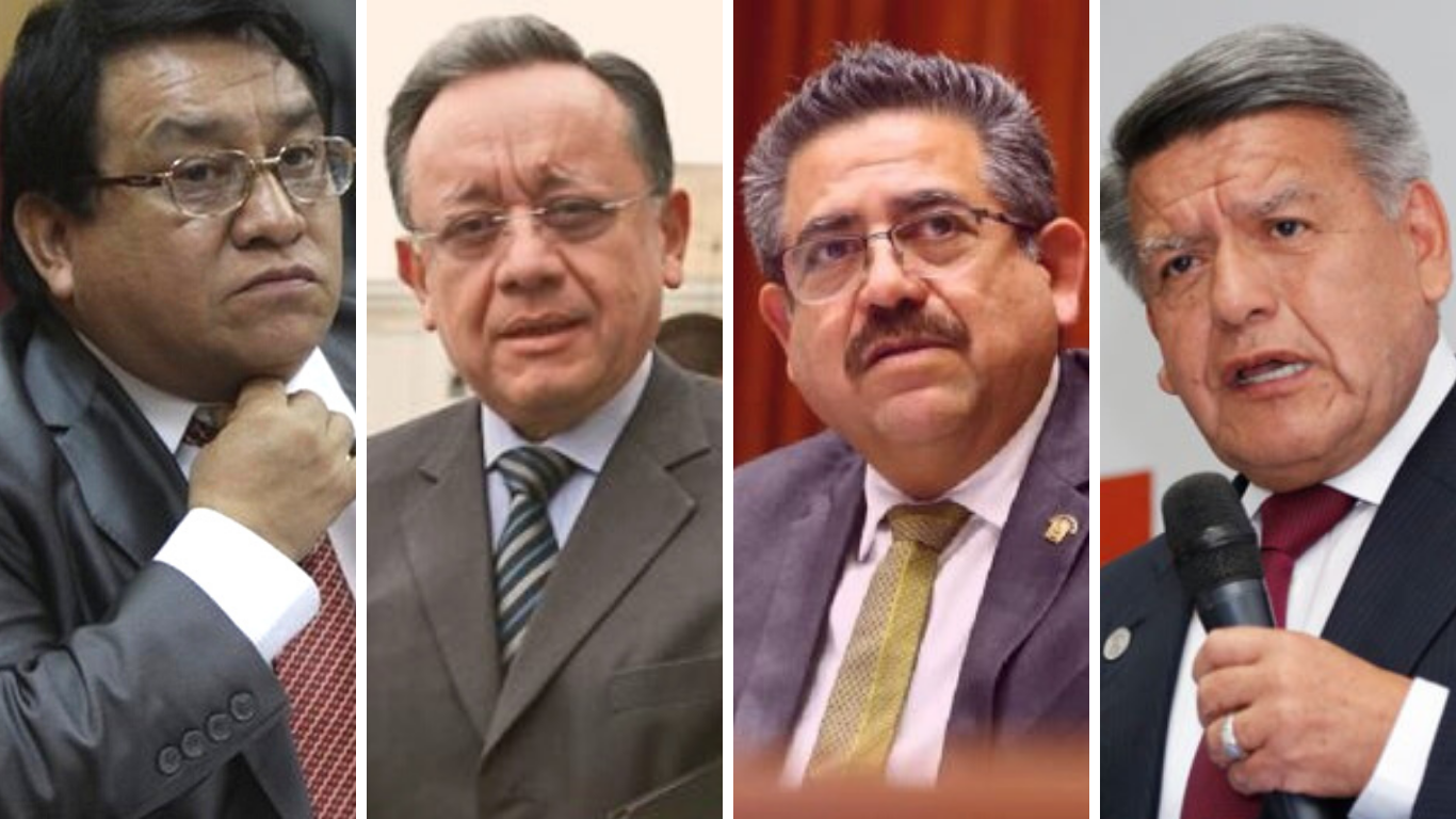 José Luna Galvez (Podemos), Edgard Alarcón (UPP), Manuel Merino (Acción Popular) y César Acuña (Alianza para el Progreso).