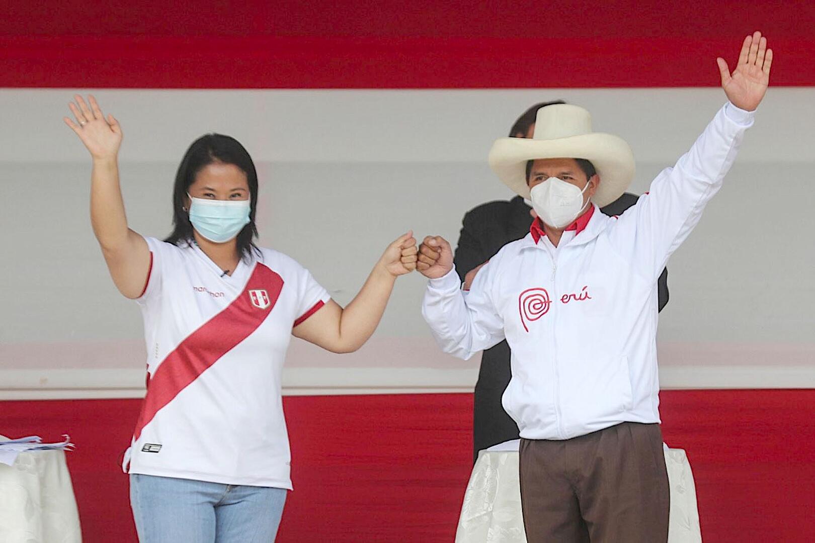 RECTA FINAL. Pedro Castillo, de Perú Libre, y Keiko Fujimori, de Fuerza Popular debaten en Arequipa.