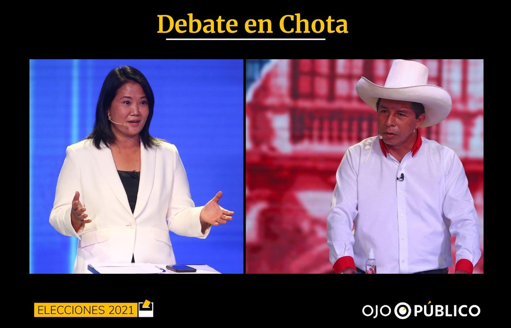 ENCUENTRO. Keiko Fujimori y Pedro Castillo se ven las caras en Chota.
