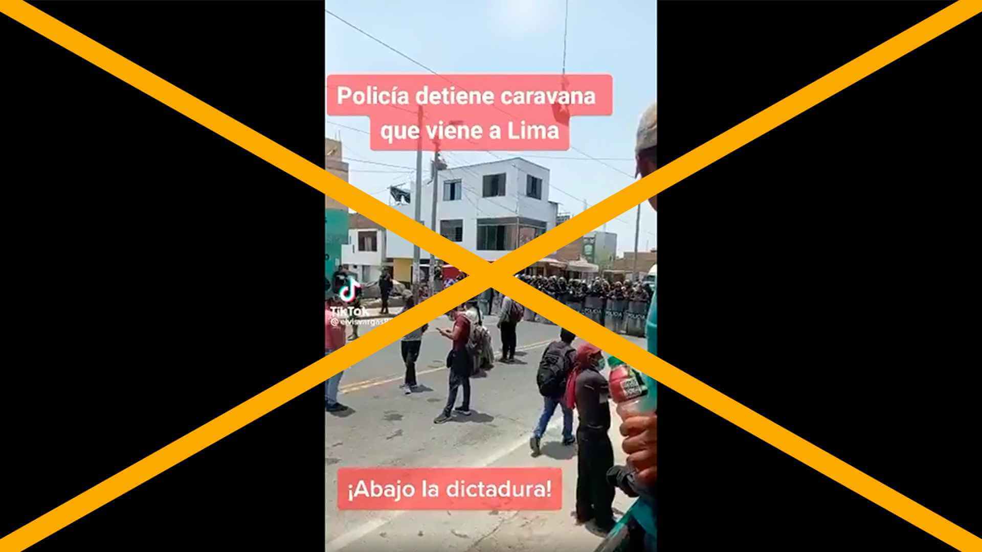 Engañoso: video sobre intervención policial a una caravana que se dirige a protestar en Lima no es de marzo