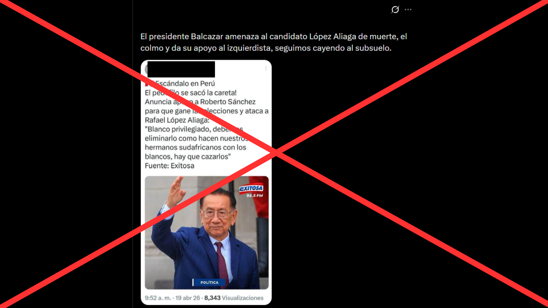 Es falso que el presidente Balcázar haya amenazado de muerte al candidato presidencial Rafael López Aliaga