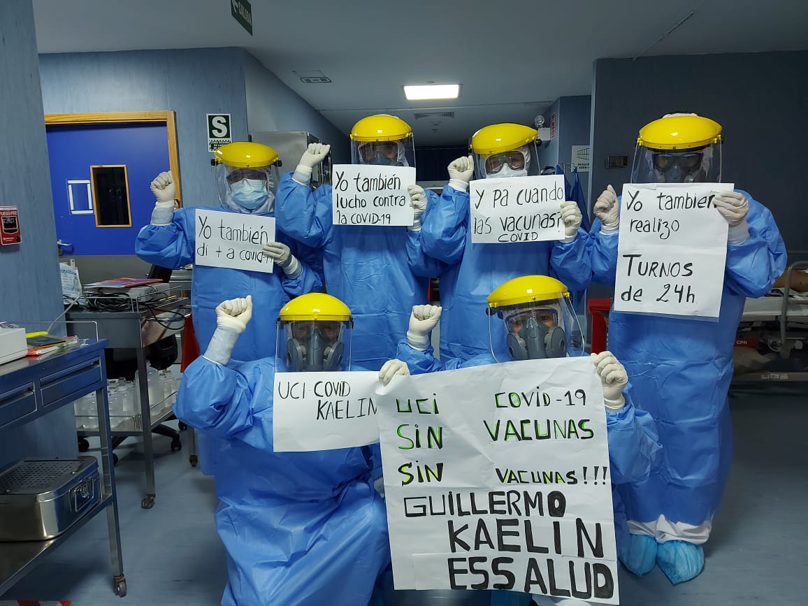 Grupo de intensivistas del hospital Guillermo Kaelin reclaman por el acceso a vacunas.