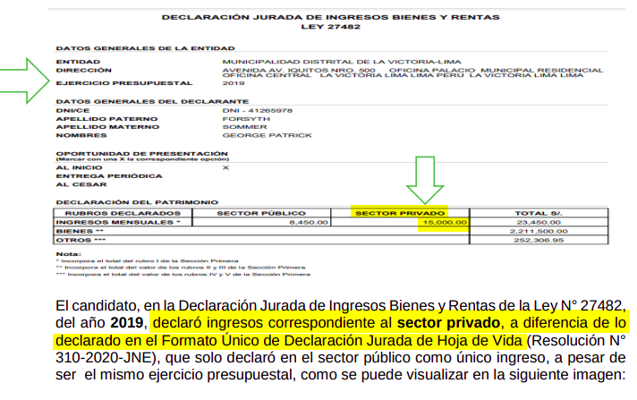 Extracto del informe del Jurado Electoral Especial