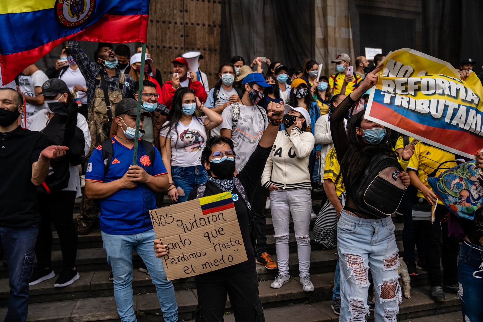 Brissa Rodríguez durante una protesta el miércoles en Bogotá/ Foto: Federico Rios para The New York Times