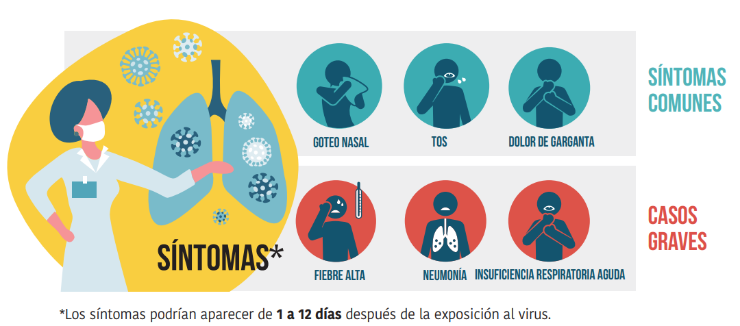 Infografía con los principales síntomas del Coronavirus.