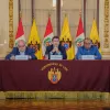 NEXOS. De izquierda a derecha, Raúl Fernández, Renzo Reggiardo y Hans Caiazza presentan las acciones legales por temas electorales. Los dos primeros son militantes de Renovación Popular.