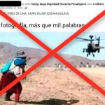 Es falsa la supuesta foto de una mujer enfrentándose a un helicóptero policial en Andahuaylas