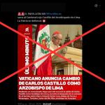 Es falso que el Vaticano anunció el cambio del arzobispo de Lima tras su discurso en el Te Deum