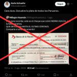Es falsa la imagen difundida por Karla Schaefer sobre un supuesto cheque a favor de Indira Huilca: fue creada con IA