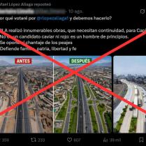 La imagen difundida por Rafael López Aliaga sobre supuesto estado del bypass Las Torres no es real: fue alterada con IA