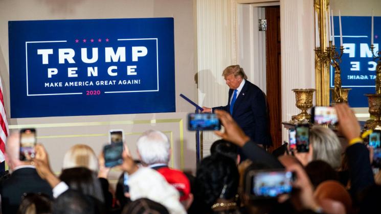 DERROTA. En la madrugada del 4 de noviembre, Trump habló de fraude electoral sin aportar prueba alguna.