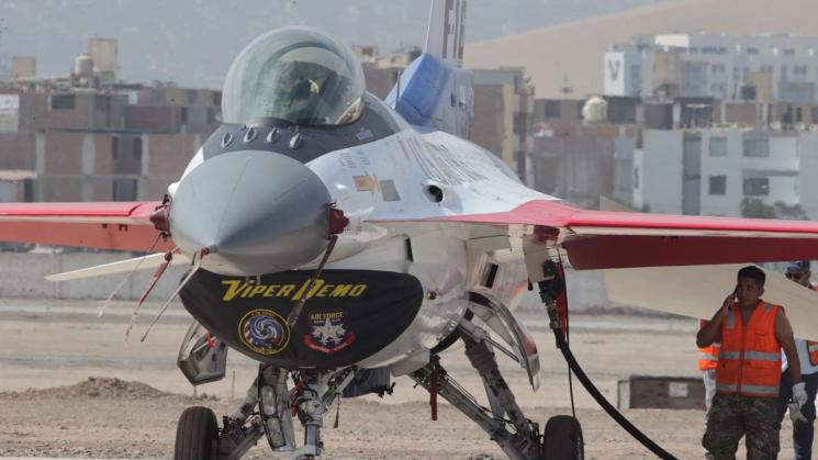 MUESTRA. Aunque la primera entrega de los cazas F-16 Block 70 no se espera en el Perú hasta 2029, unas aeronaves F-16 Block 50-52 fueron exhibidas en un festival de la Fuerza Aérea en Chorrillos, el pasado 24 de abril.