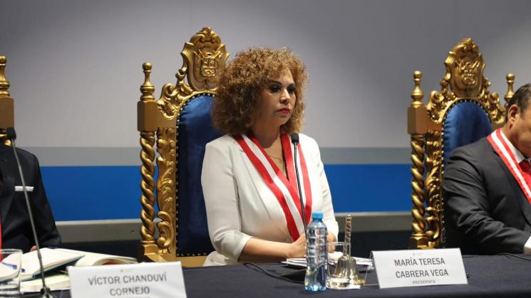 VÍNCULOS. María Teresa Cabrera Vega, la excongresista de Podemos Perú al mando de la Junta Nacional de Justicia.