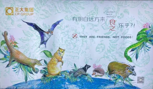 BEIJING. Campaña de una empresa privada contra el consumo de especies salvajes.