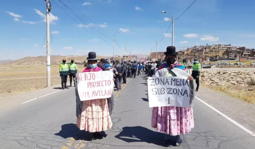 POSICIÓN. La población del área de influencia se opone al proyecto porque asegura que secará los bofedales. 