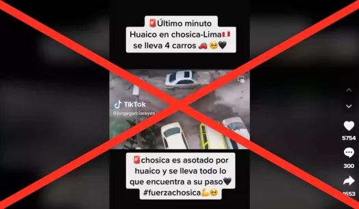 Falso: El video de huaico que inunda automóviles en Chosica no es actual