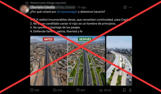 La imagen difundida por Rafael López Aliaga sobre supuesto estado del bypass Las Torres no es real: fue alterada con IA