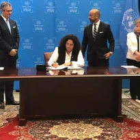 FIRMA. El Estado Peruano, con la entonces Ministra del ambiente Fabiola Muñoz, se adhirió el Acuerdo de Escazú en setiembre del 2018.