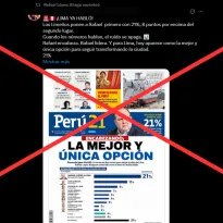Es falsa la portada de un diario que da ventaja a López Aliaga en la campaña por la alcaldía de Lima: fue creada con IA
