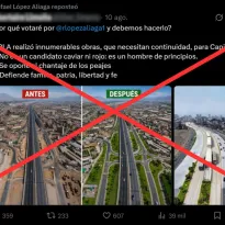 La imagen difundida por Rafael López Aliaga sobre supuesto estado del bypass Las Torres no es real: fue alterada con IA