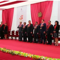 EVENTO. Ceremonia de aniversario de la Corte del Callao, realizada el 20 de abril pasado. En la foto, Luis Arce junto a Walter Ríos y César Hinostroza.