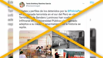La imagen publicada por la congresista Tania Ramírez en realidad corresponde a una dramatización realizada por estudiantes universitarios en el 2022. 