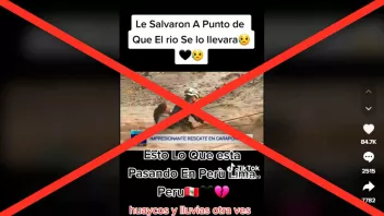 Falso: El video de un rescate policial a personas atrapadas por un huaico en Carapongo no es actual