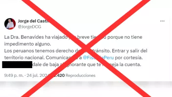 Jorge Del Castillo difundió cuenta fraudulenta de X (Twitter) para defender a Patricia Benavides.
